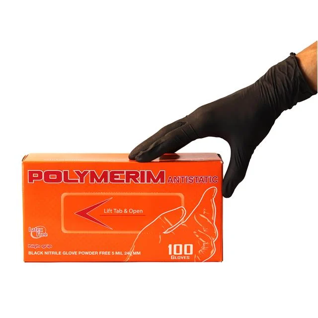 GLOVES NITRILE RUBBER BLACK LG