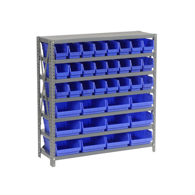 7 SHELF STEEL SHELVING W/(36) 4" 7 SHELF STEEL SHELVING W/(36) 4"