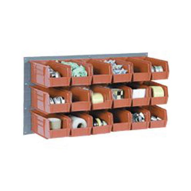 WALL BIN RACK W/32 RED BINS, 36X WALL BIN RACK W/32 RED BINS, 36X