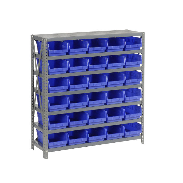 7 SHELF STEEL SHELVING W/(30) 4"