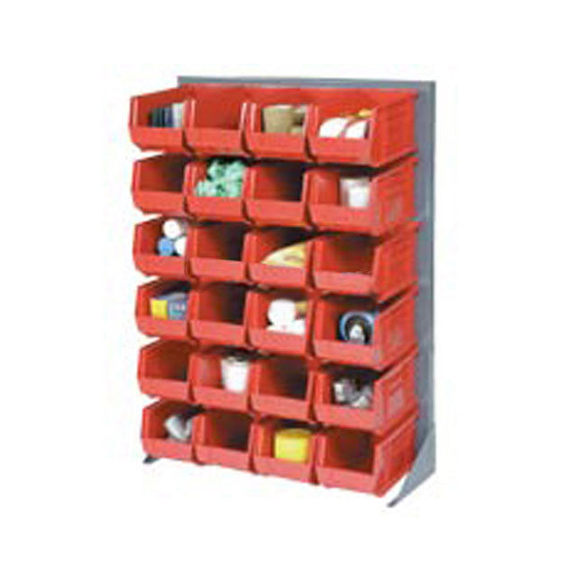 LOUVERED BIN RACK W/(58) RED STA
