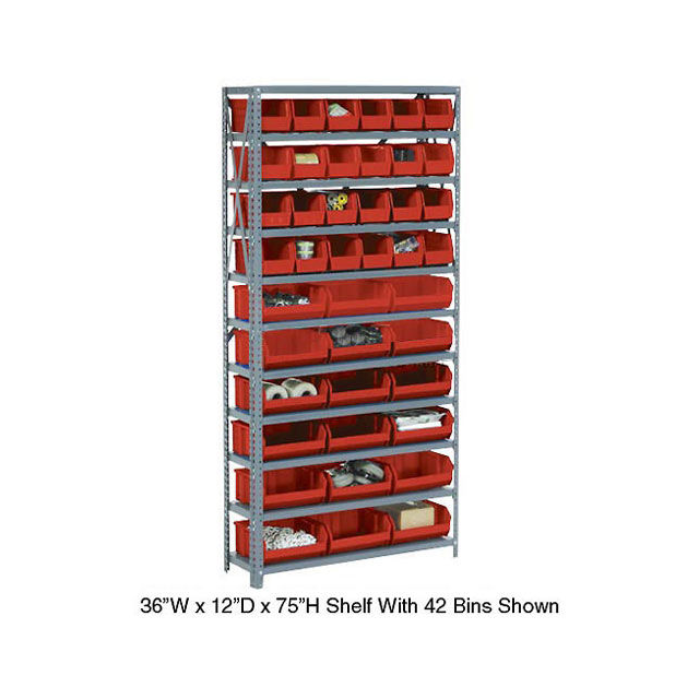 OPEN BIN SHELVING W/5 SHELVES &