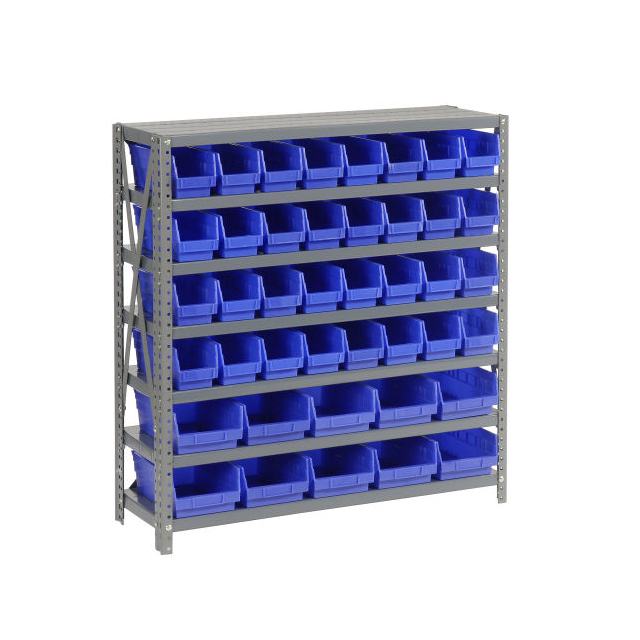 7 SHELF STEEL SHELVING W/(42) 4" 7 SHELF STEEL SHELVING W/(42) 4"