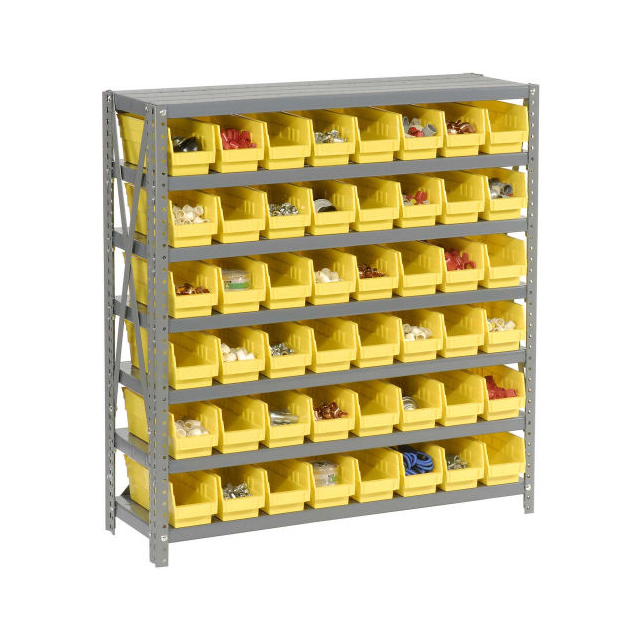 7 SHELF STEEL SHELVING W/(48) 4"