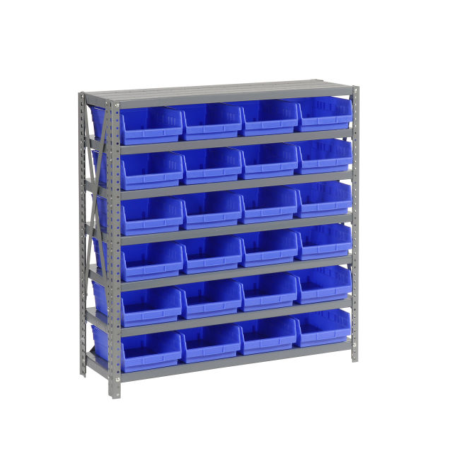 7 SHELF STEEL SHELVING W/(24) 4"