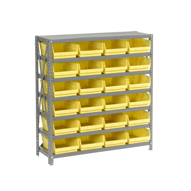 7 SHELF STEEL SHELVING W/(24) 4"