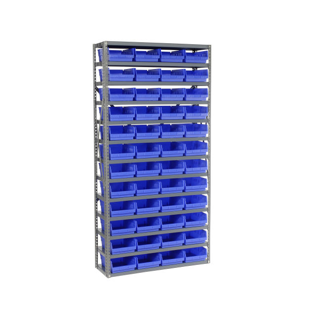 13 SHELF STEEL SHELVING W/(48) 4 13 SHELF STEEL SHELVING W/(48) 4