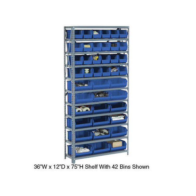 OPEN BIN SHELVING W/8 SHELVES &