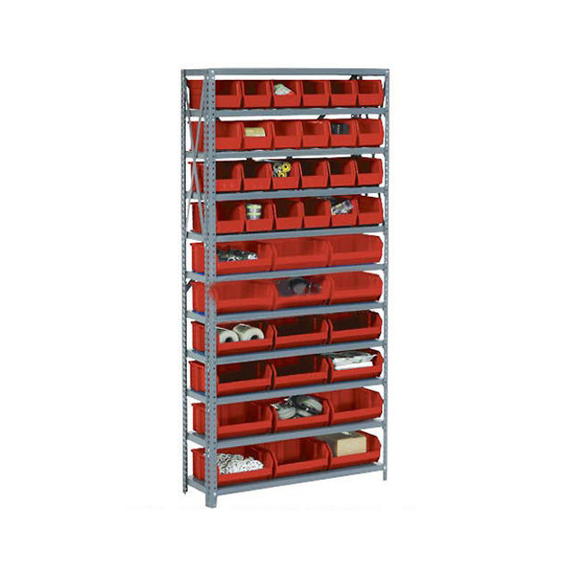 OPEN BIN SHELVING W/8 SHELVES &