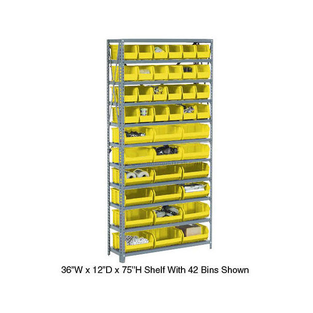 OPEN BIN SHELVING W/11 SHELVES &