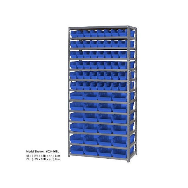 13 SHELF STEEL SHELVING W/(76) 4 13 SHELF STEEL SHELVING W/(76) 4