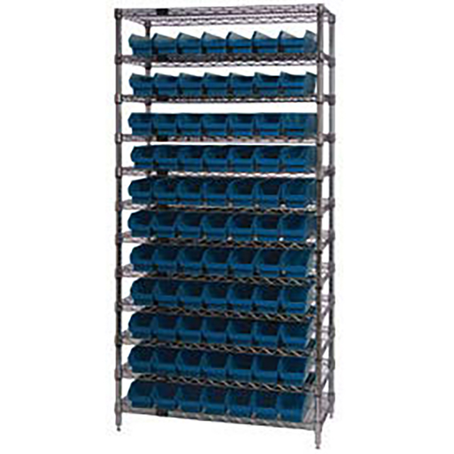 WIRE SHELVING, W/77 PLASTIC BINS WIRE SHELVING, W/77 PLASTIC BINS