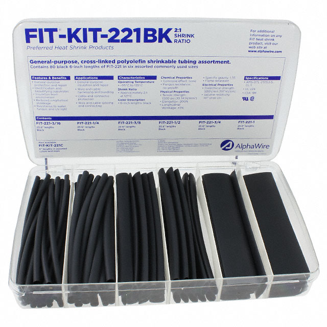 KIT SHRINK TUBING 2:1 XLPO BLACK