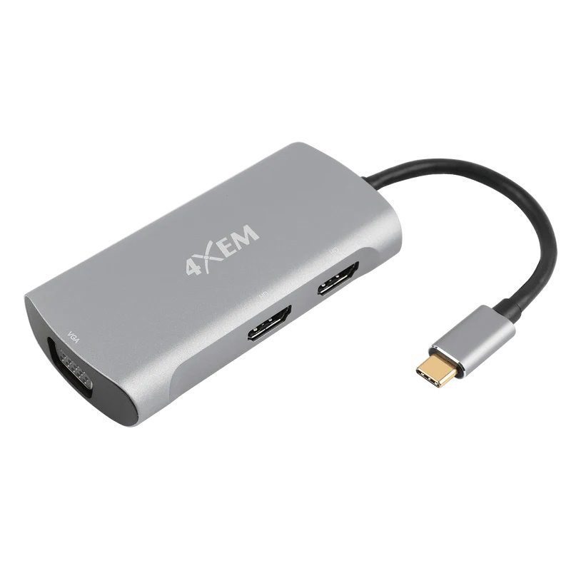 3-Port USB-C MST Hub HDMI/VGA 4K