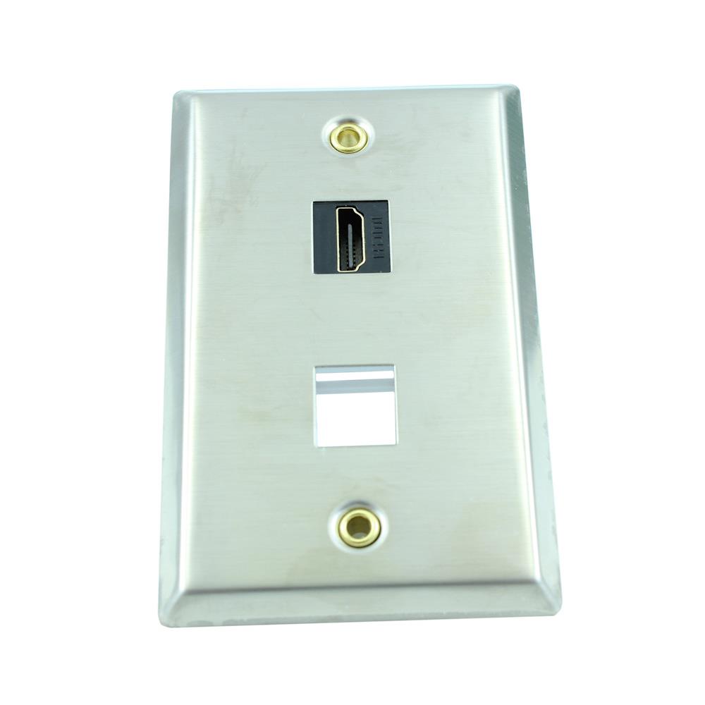 Wallplate: Keyston HDMI+1H Stain Wallplate: Keyston HDMI+1H Stain