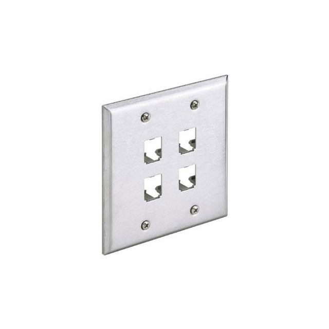 FACEPLATE, 4 PORT, DOUBLE GANG,